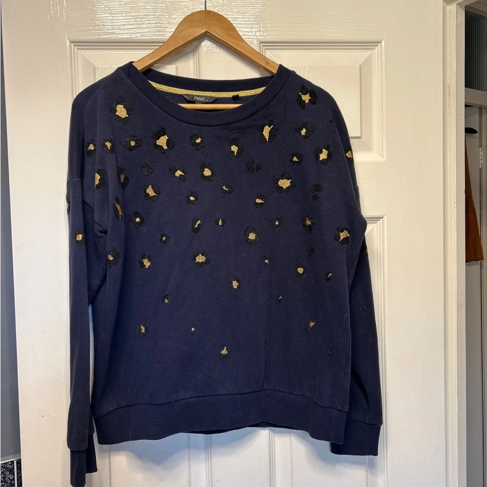 Next Navy and Gold Accented Women's Sweater